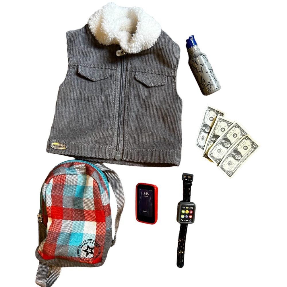 American Girl Casual and Cool Accessories Vest Backpack Phone - Fits 18” Dolls